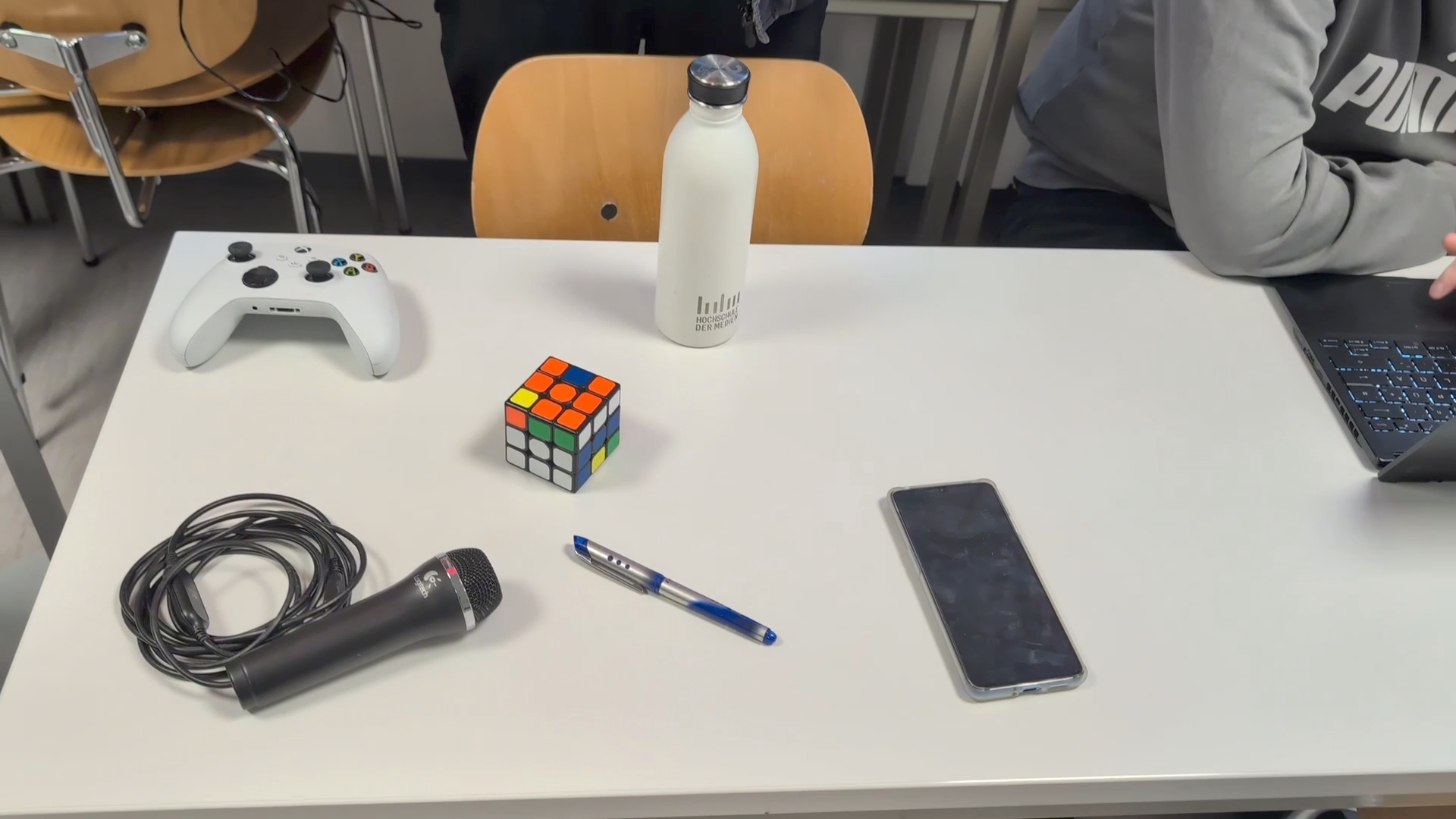 our table filled with items to be photographed